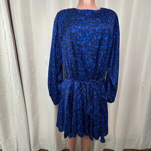 Willa Story Abigail A-Line Long Sleeve Mini Dress Women's Size Large Blue NWT